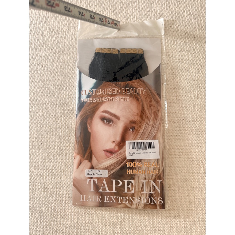 Customized Beauty Tape In Hair Extensions Women 14in 1B Black NEW Human Hair